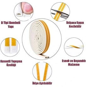 Resim Storemax Kapı Pencere Fitili Soğuk Izolasyon Bandı Beyaz 2x3=6 mt 