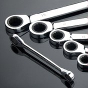 Resim Profesyonel Çift Başlıklı Halka Cırcır Anahtar Seti, Araba Tamiri için Taşınabilir Metal Anahtar, Krom Vanadyum Çelik, Korozyona Karşı Yüzey - Çoklu Boyutlar (8-9mm'den 24-27mm'ye) 