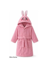 Resim Pembe Tavşan Nakışlı Kulaklı Bebek Ve Çocuk Bornozu Diğer 