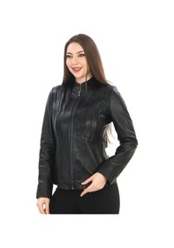 Resim New Zaya Leather Kadın Hakiki Kuzu Deri Ceket 
