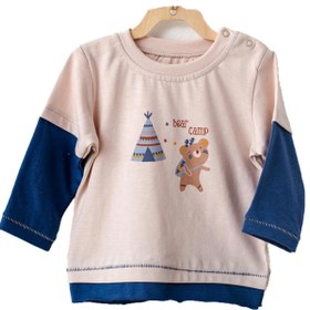 Resim Andywawa Bear Camp Erkek Bebek Mavi Tshirt AC21081 