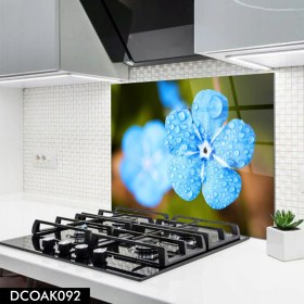 Resim Olinpa Cam Ocak Arkası Koruyucu | Mavi Çiçek Desenli 