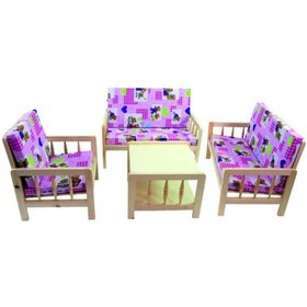 Resim Oturma Grubu Ahşap 4 Parça 