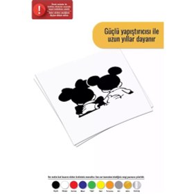 Resim Arkası Dönük Mickey Minnie - Araç, Oto, Laptop, Duvar Uyumlu Sticker 70 49 Cm 