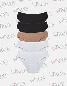 Resim Alya Underwear Kadın Pamuklu Hipster - Slip Külot 5 Farklı Renk 1 Pakette Multicolor-fp01 