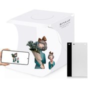 Resim Puluz Pu5028 20 Cm Taşınabilir 550 Lm Işık Fotoğraf Aydınlatma Stüdyosu Çekim Çadır Kutusu Kiti + 2 Renk Arka Plan Beyaz - Siyah 