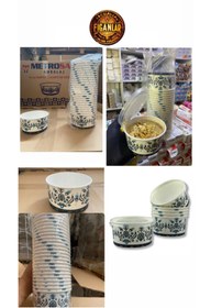 Resim figanlar ambalaj 14 Oz Plastik Kapaklı Mavi Karton Kağıt Çorba-aşure-tatlı-dondurma-yemek Kasesi -(SIZDIRMAZ) 25 'li 