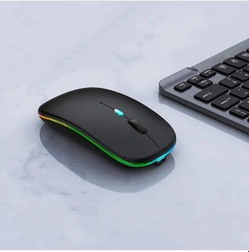 Resim Plentiful Rgb Işıklı Şarjlı Kablosuz 2.4g+bluetooth Mouse Sessiz Siyah 