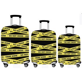 Resim Smart Travel 3lü Set Büyük Orta Kabin Boy Valiz Bavul Koruyucu Kılıfı Şerit Sarı - Siyah 