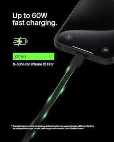 Resim Belkin Boost Charge Örgülü USB-C, Hızlı Şarj Cihazı, USB-C Şarj Kablosu, iPhone 16, 15, Samsung Galaxy S24, S23, Pixel, iPad, MacBook, Nintendo ve Daha Fazlası için Hızlı Şarj, 1 Metre, Siyah 
