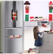 Resim 3'ü 1 Arada Noel Tarzı Bez Buzdolabı Mikrodalga Fırın Kapı Kolu Kapak Seti, Boyut: 23 14 Cm 