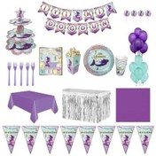 Resim Deniz Kızı Lüks Doğum Günü Parti Malzemeleri Seti Süs 16 Kişilik 