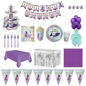 Resim Deniz Kızı Lüks Doğum Günü Parti Malzemeleri Seti Süs 16 Kişilik 