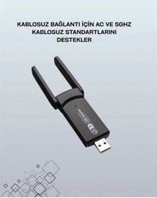 Resim Bfs Yüksek Hızlı 1200 Mbps Çift Bant Usb Wifi Adaptör Güçlü Sinyal, Geniş Uyumluluk 