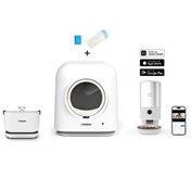 Resim Xenon Smart Akıllı Otomatik Kedi Tuvaleti 5LT Çelik Mama Kabı Bataryalı Su Pınarı Premium 5'li Pet Seti 