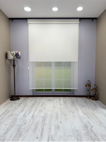 Resim Çiftli Sistem Keten Tül Ve %100 Blackout Karartma Beyaz Stor Perde Beyaz 