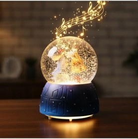 Resim Pilli Işıklı Müzikli Kar Küresi-valizli Sevgili Çift Figürlü Eğlenceli Masaüstü Biblo, Led Aydınlatmalı Dekoratif Hediyelik Kar Küresi 