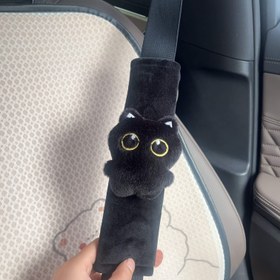 Resim 1 Adet Yenilikçi Küçük Siyah Kedi Emniyet Kemeri Omuz Koruyucu - Dayanıklı ve Sağlam Kumaş - Yüksek Konfor - Çoğu Yaş İçin Uygun 
