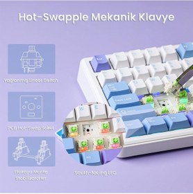 Resim Aula F75 Max Mekanik Kablosuz Ve Kablolu Gaming Oyuncu Klavyesi Rgb Tkl Reaper Switch Hot Swap Makrolu Mor 