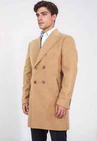 Resim kruvaze sivri yaka yün ve kaşmir karışımlı camel kaban - 56 / 552-K-13 CAMEL 