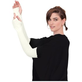 Resim Sonbaharmoda Parmak Geçmeli Penye Esnek Likralı Kolluk 1 Çift Ekru Unisex Ekru 