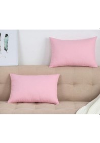 Resim Düz Pamuklu 2'li Yastık Kılıfı 50x70 Pudra Pudra 
