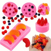 Resim 5 Adet Meyve Şekilli Silikon Kalıp, 3D Mini Ananas Çilek Portakal Yaban Mersini Dut Şekilli Mum Silikon Meyve Kalıbı Sabun Mum Kil Aroma Boncuk DIY El Sanatları Noel Hediyeleri 