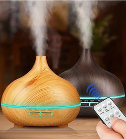 Resim Koyu Bambu Hava Nemlendirici Difüzör Led Işıklı Zaman Ayarlı Buhar Makinesi 