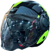 Resim Sway SW-766 Geko Çenesiz Güneş Gözlüklü Kask Sarı Siyah 