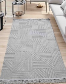 Resim Dekhera Madrid Etnik Desenli Kabartmalı Halı MD04 Gri - 80X150 