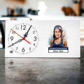 Resim Karikatürlü Kadın Su Topu Oyuncusu Masa Saati 