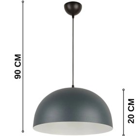 Resim Togo Özel Tasarım Modern Salon - Mutfak - Cafe - Çocuk Odası Metal Antrasit Renk Tekli Sarkıt Avize 