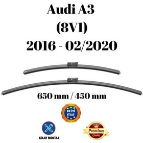 Resim Audi A3 8v1 2016 2017 2018 2019 2020 Uyumlu Ön Cam Muz Tipi Silecek Süpürgesi Seti 650/450mm Silbak 