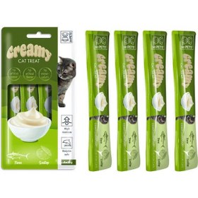 Resim M-Pets Creamy Ton Balığı ve Deniz Taraklı Yetişkin Kedi Ödülü 4 x 15 G 