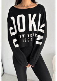 Resim Kadın Sweatshirt Crop-geniş Yaka 2 İplik S-m-l 109kdn 001 