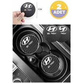 Resim Hyundai İ20 Troy Modeline Uygun Karbon Araç Bardak Altlığı 2 Adet Hyundai İ20 Troy İç Mekanı İçin Şık 7 Cm Tasarım 2 Adet 