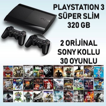 Sony Playstation 3 Super Slim 320 GB İkinci El + 2 Joistick + Oyun