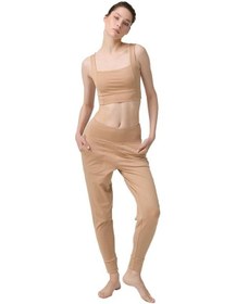 Resim Cottonhill Bej Yüksek Bel Çift Cepli Kadın Jogger Eşofman Altı Bronz 