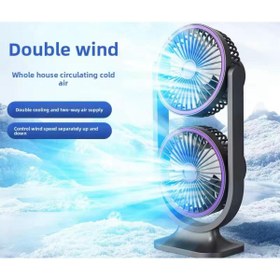 Resim fortrek Masaüstü Fan Taşınabilir Çift Başlıklı Sessiz Vantilatör Type-C Girişli, 3 Kademeli 