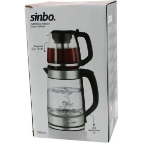 Resim Shopwave Dila Cam Elektrikli Çay Seti Çaycı 2lt+1.2lt 1500W Mavi Ledli 360 Derece Çelik Süzgeç Kro 