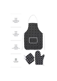 Resim Morlay Mutfak Önlüğü Fırın Eldiveni ve Tutacak Takımı Çeyiz Seti 4'lü Siyah 