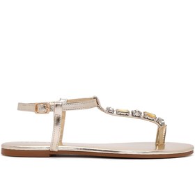 Resim Women's Gold Stone Flip-Flop Sandals 