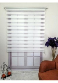 Resim Beyaz Bambu Düz Zebra Stor Güneşlik Perde 