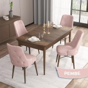 Resim Canisa Concept Iza Serisi, 80 X 132 cm Açılabilir Mdf Masa, Barok Ahşap Desen Mutfak Masa Takımı, 4 Sandalye 