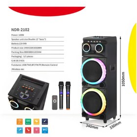 Resim joyplus NDR-2102 12''x2 İNÇ 100 W OUTPUT POWER PARTİ ORGANİZASYON DÜĞÜN ETKİNLİK İKİ ADET MİKRAFON KUMANDA 