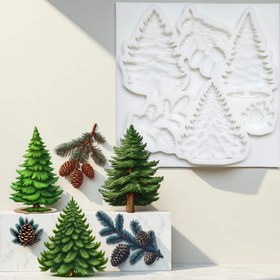 Resim Noel ağacı ve kozalak şeklinde sakızlar ve fondan kalıplar, mutfak pişirme kalıpları, kek kalıpları, Noel Kalıbı, Şekerleme Kalıpları 