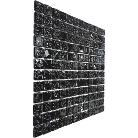 Resim MozaiKristaL Mutfak, Banyo, Havuz, Sauna, Spa ve Yaşam Alanlarının Tüm Yüzeyleri Için Cam Mozaik. Renk: Siyah, Cam Ölçüsü: 23X73 Mm. File Ölçüsü: 31.5X31.5 Cm. ( 1 Kutu = 10 File Karo = 1 M2 Fiyatıdır. ) 