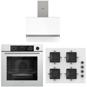 Resim Ferre Fryart Steam Beyaz Set ( D081 Beyaz Davlumbaz -SS206 Beyaz Ocak- XE64CB Fryart Steam Beyaz Fır 