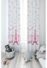 Resim Mekta Home Bebek Ve Çocuk Odası Eyfel Kule Desenli 2 Kanat Fon Perde 
