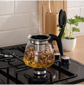 Resim Porsima 5415 Isıya Dayanıklı 900 Ml Süzgeçli Cam Demlik Çay-bitki Çayı Demliği Şeffaf 